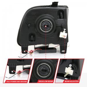 Ford Mustang Crystal Headlights - ANZO - With Halo, Clear Lens, CCFL - Black - `05-`09