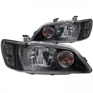 Mitsubishi Lancer Headlights - ANZO - Crystal, Clear Lens, Black Housing - Black - `02-`03