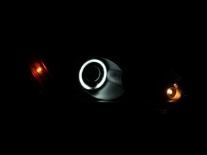 Mitsubishi Lancer Projector Headlights - ANZO - w/ Halo, CCFL, Clear Lens, Black Housing - Black - `04-`07
