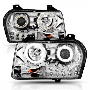 Chrysler 300 Projector Headlights - ANZO - Halo - Chrome - `05-`10