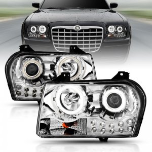 Chrysler 300 Projector Headlights - ANZO - Halo - Chrome - `05-`10