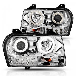 Chrysler 300 Projector Headlights - ANZO - Halo - Chrome - `05-`10