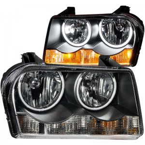 Chrysler 300 Crystal Headlights - ANZO - Halo, Clear Lens, CCFL - Black - `05-`10