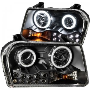 Chrysler 300 Projector Headlights - ANZO - w/ Halo, Clear Lens, Black Housing - Black - `05-`10