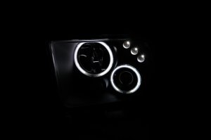 Ford Mustang Projector Headlights - ANZO - Halo, Clear Lens, Black Housing, Pair, CCFL - Black - `05-`09