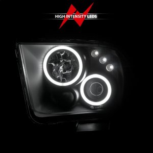 Ford Mustang Projector Headlights - ANZO - Halo, Clear Lens, Black Housing, Pair, CCFL - Black - `05-`09