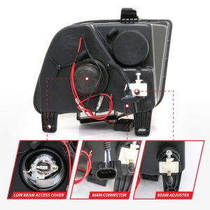 Ford Mustang Projector Headlights - ANZO - Halo, Clear Lens, Black Housing, Pair, CCFL - Black - `05-`09