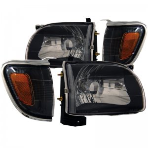 Toyota Tacoma Crystal Headlights - ANZO - Clear Lens, Black Housing - Black - `01-`04