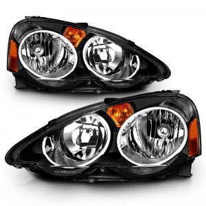 Acura RSX Crystal Headlights - Front - ANZO - Clear Lens, Black Housing - Black - `02-`04