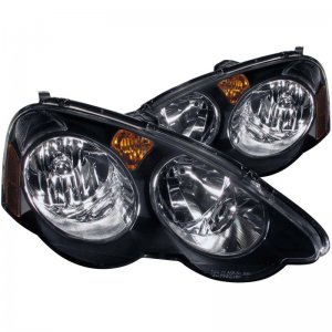 Acura RSX Crystal Headlights - Front - ANZO - Clear Lens, Black Housing - Black - `02-`04