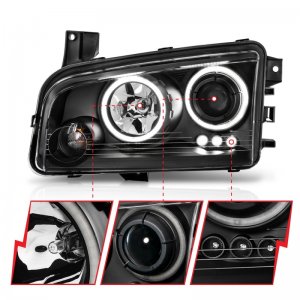 Dodge Charger Projector Headlights - ANZO - Halo Chrome (CCFL) - `06-`10