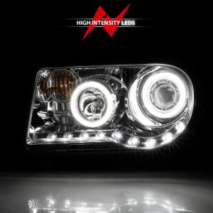 Chrysler 300C Projector Headlights - ANZO - w/ Halo Chrome (CCFL) G2 - Chrome - `05-`10