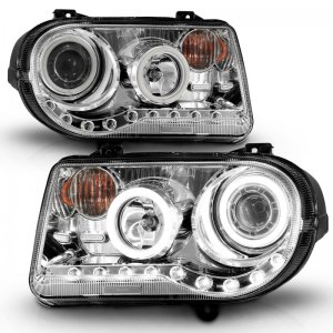 Chrysler 300C Projector Headlights - ANZO - w/ Halo Chrome (CCFL) G2 - Chrome - `05-`10