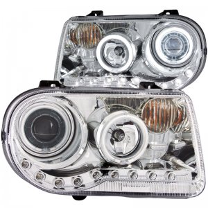 Chrysler 300C Projector Headlights - ANZO - w/ Halo Chrome (CCFL) G2 - Chrome - `05-`10