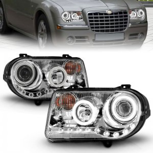Chrysler 300C Projector Headlights - ANZO - w/ Halo Chrome (CCFL) G2 - Chrome - `05-`10