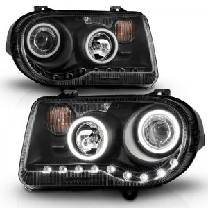 Chrysler 300C Projector Headlights - ANZO - Halo Black (CCFL) G2 - Black - `05-`10