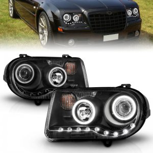 Chrysler 300C Projector Headlights - ANZO - Halo Black (CCFL) G2 - Black - `05-`10