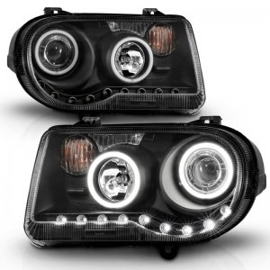 Chrysler 300C Projector Headlights - ANZO - Halo Black (CCFL) G2 - Black - `05-`10