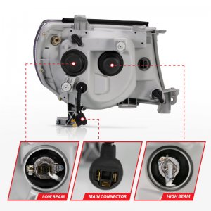 Toyota Tacoma Projector Headlights - ANZO - w/ Halo, Clear Lens - Black - `05-`11