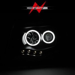 Toyota Tacoma Projector Headlights - ANZO - w/ Halo, Clear Lens - Black - `05-`11