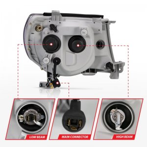 Toyota Tacoma Projector Headlights - ANZO - w/ Halo, Clear Lens - Black - `05-`11