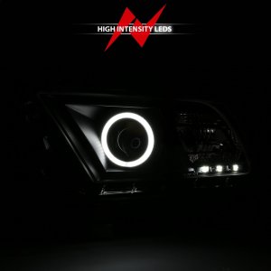 Ford Mustang Projector Headlights - ANZO - Halo Black (CCFL) - Black - `10-`14