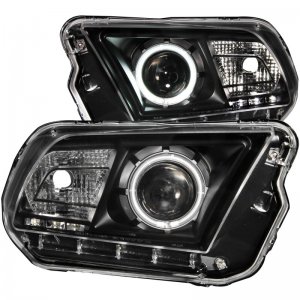 Ford Mustang Projector Headlights - ANZO - Halo Black (CCFL) - Black - `10-`14