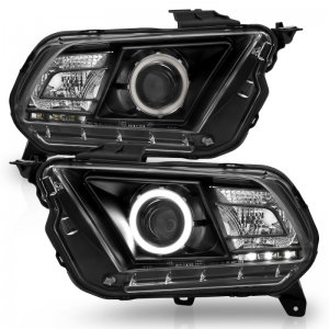 Ford Mustang Projector Headlights - ANZO - Halo Black (CCFL) - Black - `10-`14