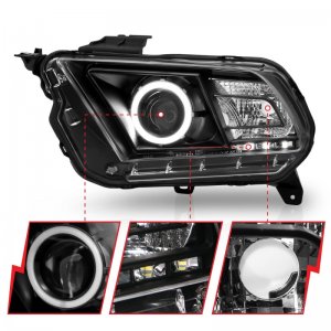 Ford Mustang Projector Headlights - ANZO - Halo Black (CCFL) - Black - `10-`14