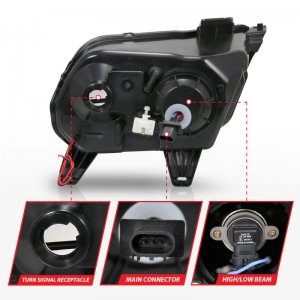 Ford Mustang Projector Headlights - ANZO - Halo Black (CCFL) - Black - `10-`14