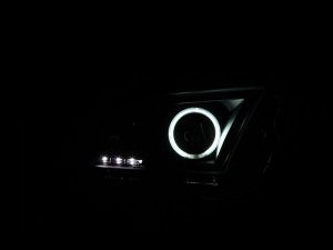 Ford Mustang Projector Headlights - ANZO - Halo Black (CCFL) - Black - `10-`14