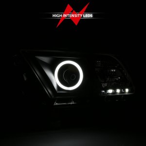 Ford Mustang Projector Headlights - ANZO - Halo Black (CCFL) - Black - `10-`14