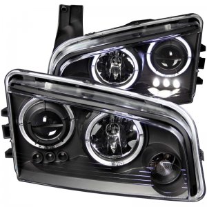 Dodge Charger Projector Headlights - ANZO - w/ Halo, Clear Lens - Black - `06-`10