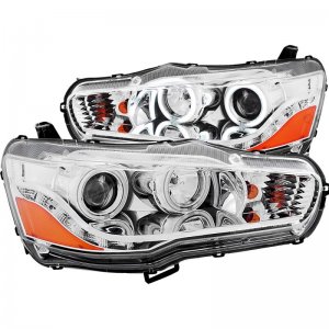 Mitsubishi Lancer Projector Headlights - ANZO - Halo Chrome (CCFL) - Chrome - `08-`15