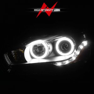Mitsubishi Lancer Projector Headlights - ANZO - CCFL with Halo, Clear Lens - Black - `08-`15