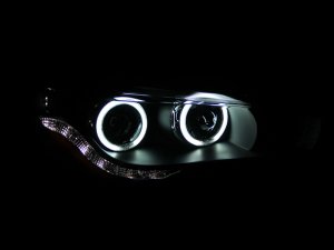 Mitsubishi Lancer Projector Headlights - ANZO - CCFL with Halo, Clear Lens - Black - `08-`15