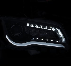 Chrysler 300 Projector Headlights - ANZO - Plank Style Design - Black - `11-`14