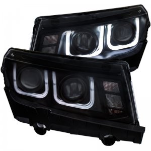 Chevrolet Camaro Projector Headlights - ANZO - w/ U-Bar - Black - `14-`15