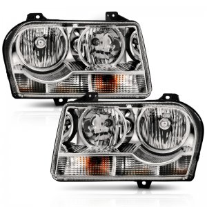 Chrysler 300 Crystal Headlights - ANZO - Clear Lens, Chrome w/Amber Housing - Chrome Amber - `05-`10