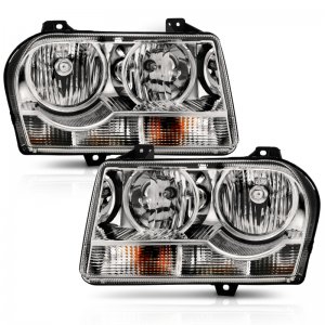 Chrysler 300 Crystal Headlights - ANZO - Clear Lens, Chrome w/Amber Housing - Chrome Amber - `05-`10
