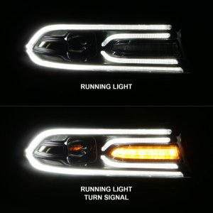Dodge Charger Projector Headlights - ANZO - Plank Style - Black - `15-`18