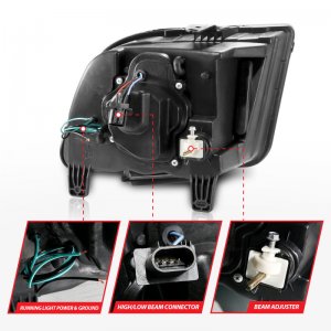 Ford Mustang Projector Headlights - ANZO - w/ Light Bar - Chrome - `05-`09