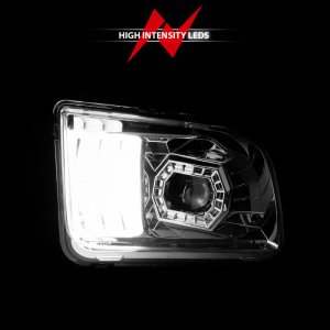 Ford Mustang Projector Headlights - ANZO - w/ Light Bar - Chrome - `05-`09