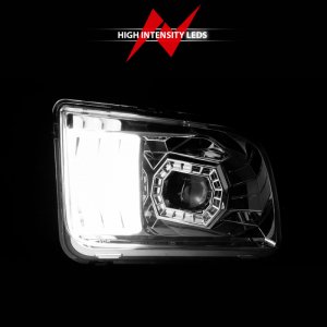 Ford Mustang Projector Headlights - ANZO - w/ Light Bar - Chrome - `05-`09