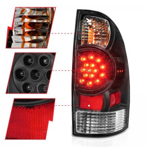 Toyota Tacoma LED Taillights - Rear - ANZO - Clear Lens, Black Housing - Black - `05-`15