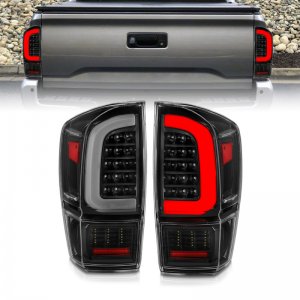 Toyota Tacoma LED Tail Lights - Rear - ANZO - w/ Light Bar Sequential - Black Housing & Clear Lens - `16-`21