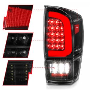 Toyota Tacoma LED Tail Lights - Rear - ANZO - w/ Light Bar Sequential - Black Housing & Clear Lens - `16-`21