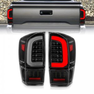 Toyota Tacoma LED Tail Lights - Rear - ANZO - w/ Light Bar Sequential - Black Housing & Clear Lens - `16-`21