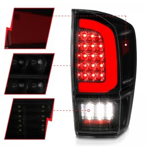 Toyota Tacoma LED Taillights - ANZO - Light Bar Sequential - Black Housing & Smoke Lens - `16-`21