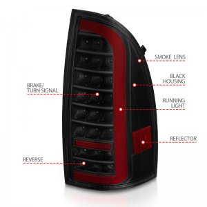 Toyota Tacoma LED Taillights - Rear - ANZO - Full LED w/ Light Bar Sequential Black Housing - Smoke - `05-`15